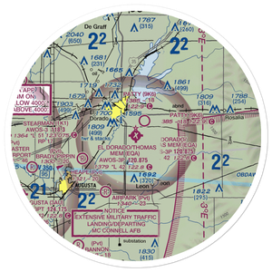 Captain Jack Thomas El Dorado Airport (EQA) VFR Sectional Sticker (30 mile)
