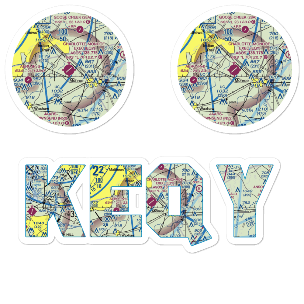 Charlotte-Monroe Executive Airport (EQY) VFR Sectional Sticker Pack 