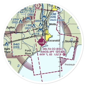 Delta County Airport (ESC) VFR Sectional Sticker (20 mile)