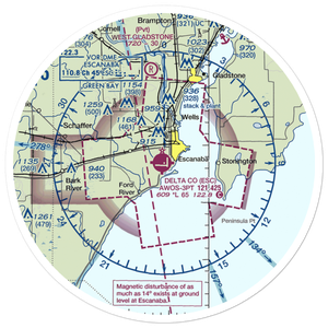 Delta County Airport (ESC) VFR Sectional Sticker (30 mile)