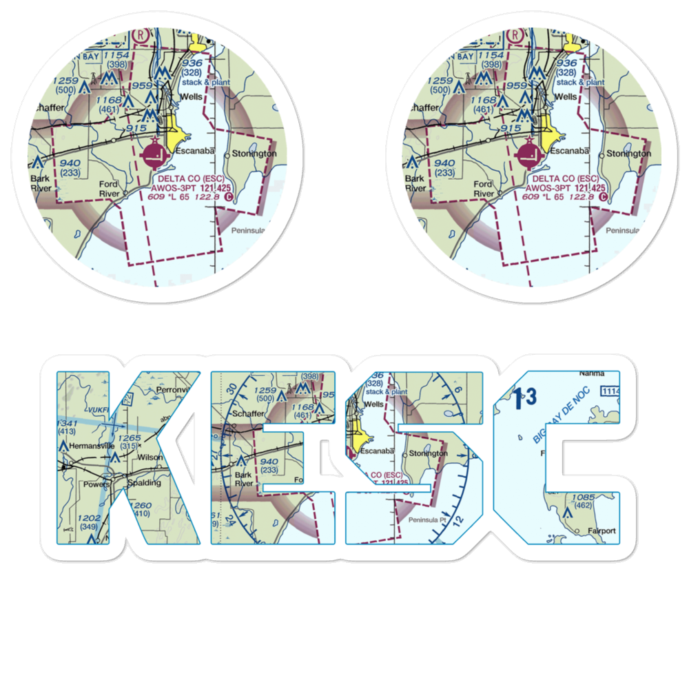 Delta County Airport (ESC) VFR Sectional Sticker Pack 