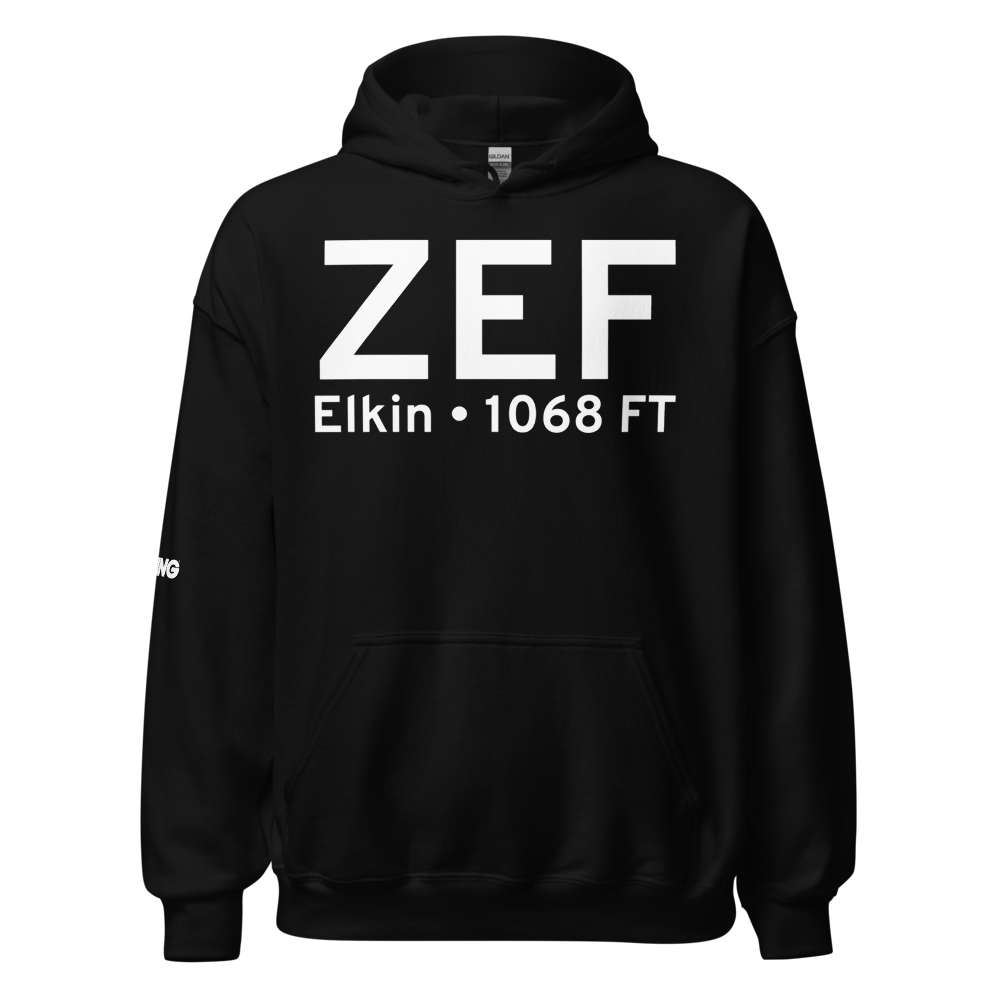 Elkin (KZEF) Airport Hoodie Sweatshirt 