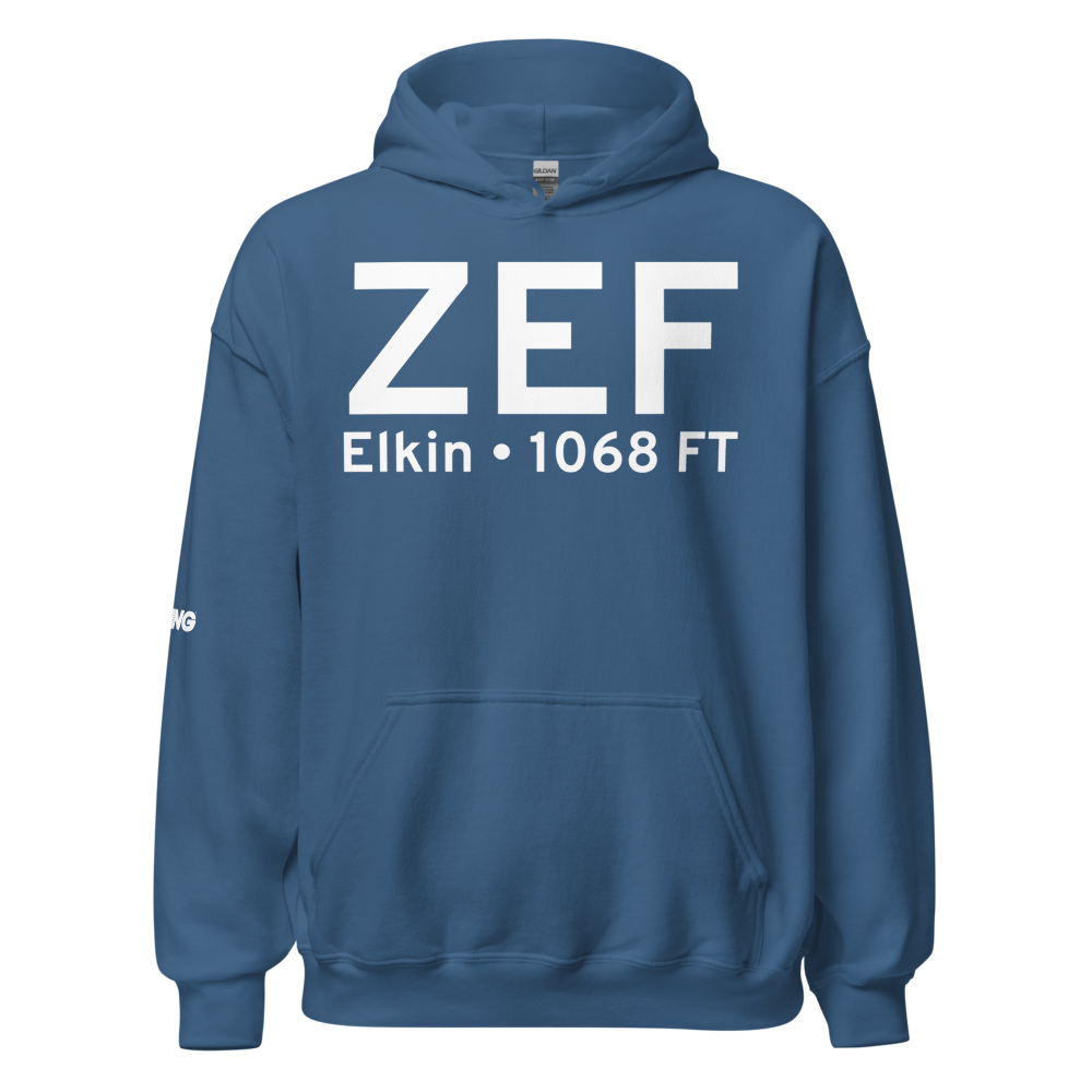 Elkin (KZEF) Airport Hoodie Sweatshirt 