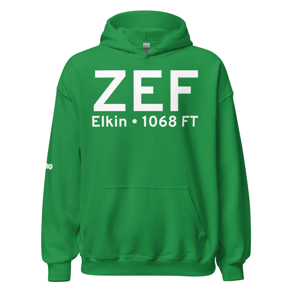 Elkin (KZEF) Airport Hoodie Sweatshirt 