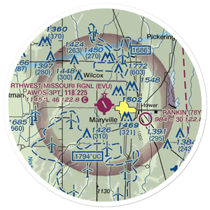 Northwest Missouri Regional Airport (EVU) VFR Sectional Sticker (20 mile)