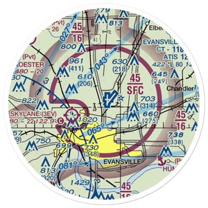 Evansville Regional Airport (EVV) VFR Sectional Sticker (20 mile)