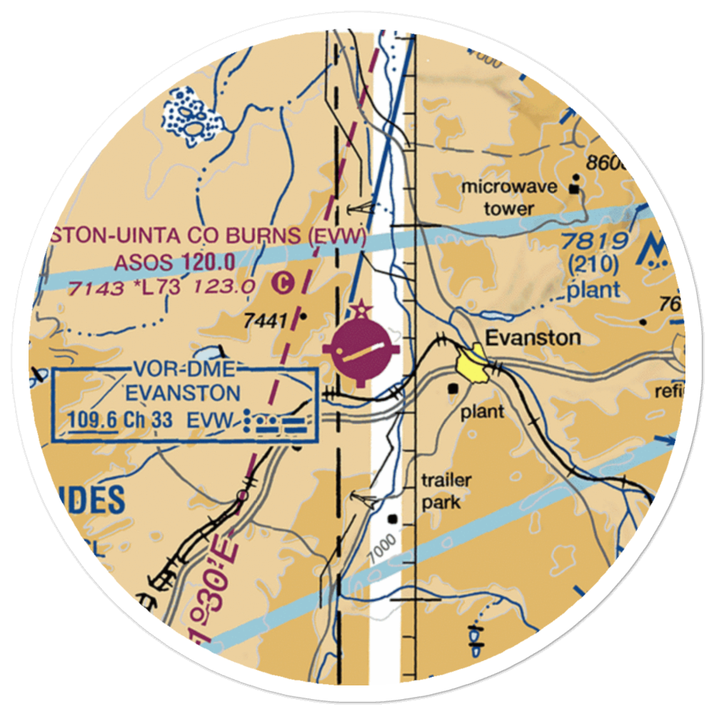 Evanston-Uinta County Airport-Burns Field (EVW) VFR Sectional Sticker (20 mile) 
