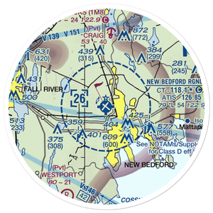 New Bedford Regional Airport (EWB) VFR Sectional Sticker (20 mile)