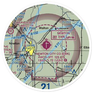 Newton City-County Airport (EWK) VFR Sectional Sticker (20 mile)