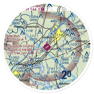 Davidson County Airport (EXX) VFR Sectional Sticker (20 mile)