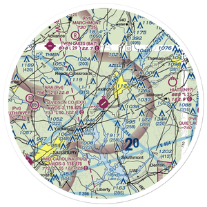 Davidson County Airport (EXX) VFR Sectional Sticker (30 mile)