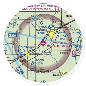 Kewanee Municipal Airport (EZI) VFR Sectional Sticker (20 mile)