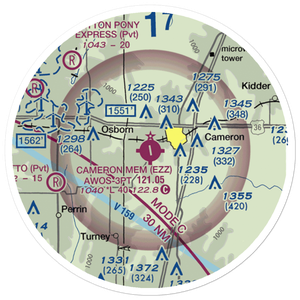 Cameron Memorial Airport (EZZ) VFR Sectional Sticker (20 mile)