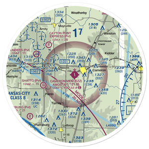 Cameron Memorial Airport (EZZ) VFR Sectional Sticker (30 mile)