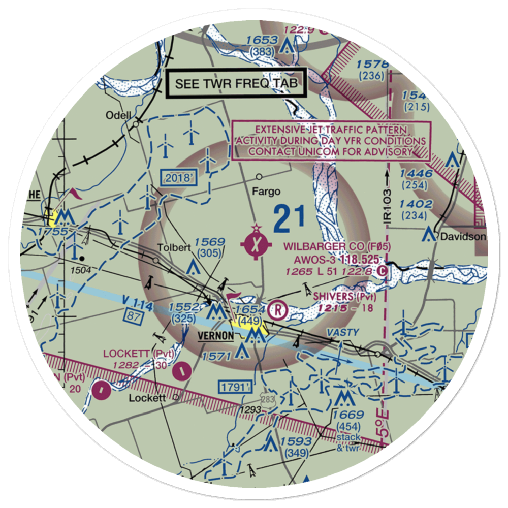 Wilbarger County Airport (F05) VFR Sectional Sticker (30 mile) 
