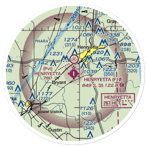 Henryetta Municipal Airport (F10) VFR Sectional Sticker (20 mile)