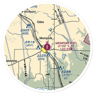 Memphis Municipal Airport (F21) VFR Sectional Sticker (20 mile)