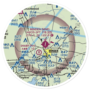 Minden Airport (MNE) VFR Sectional Sticker (20 mile)