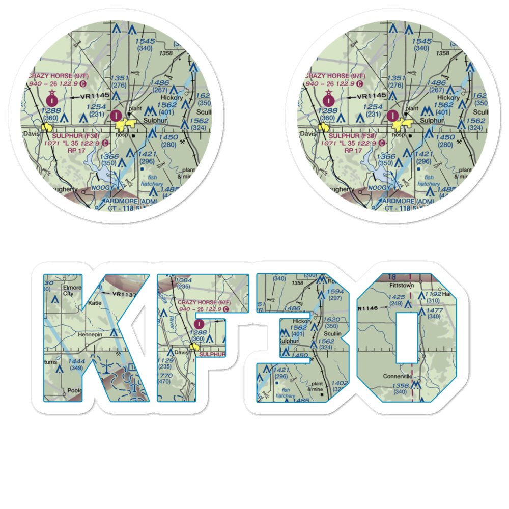 Sulphur Municipal Airport (F30) VFR Sectional Sticker Pack 