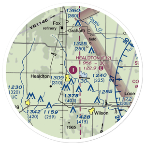 Healdton Municipal Airport (F32) VFR Sectional Sticker (20 mile)