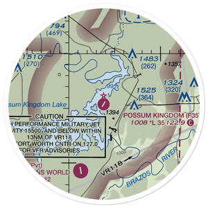 Possum Kingdom Airport (F35) VFR Sectional Sticker (20 mile)