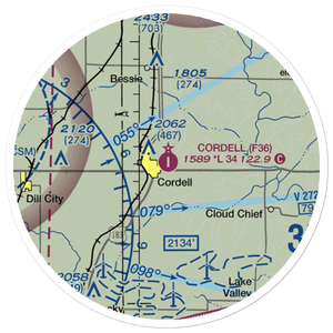 Cordell Municipal Airport (F36) VFR Sectional Sticker (20 mile)