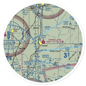 Cordell Municipal Airport (F36) VFR Sectional Sticker (30 mile)