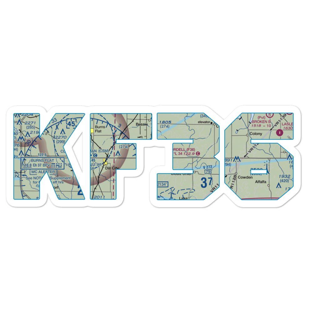 Cordell Municipal Airport (F36) VFR Sectional Sticker 