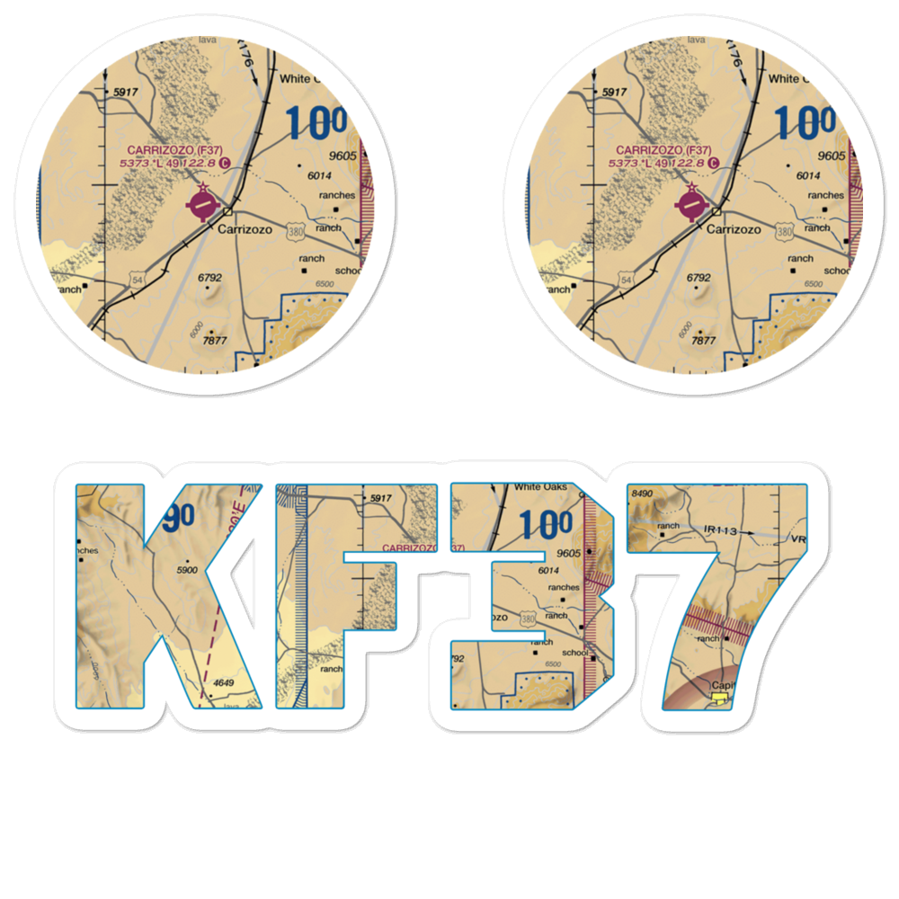 Carrizozo Municipal Airport (F37) VFR Sectional Sticker Pack 