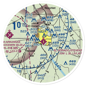 El Dorado Downtown-Stevens field (F43) VFR Sectional Sticker (20 mile)
