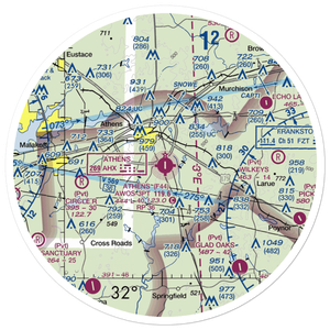 Athens Municipal Airport (F44) VFR Sectional Sticker (30 mile)