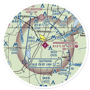 Winnsboro Municipal Airport (F51) VFR Sectional Sticker (20 mile)
