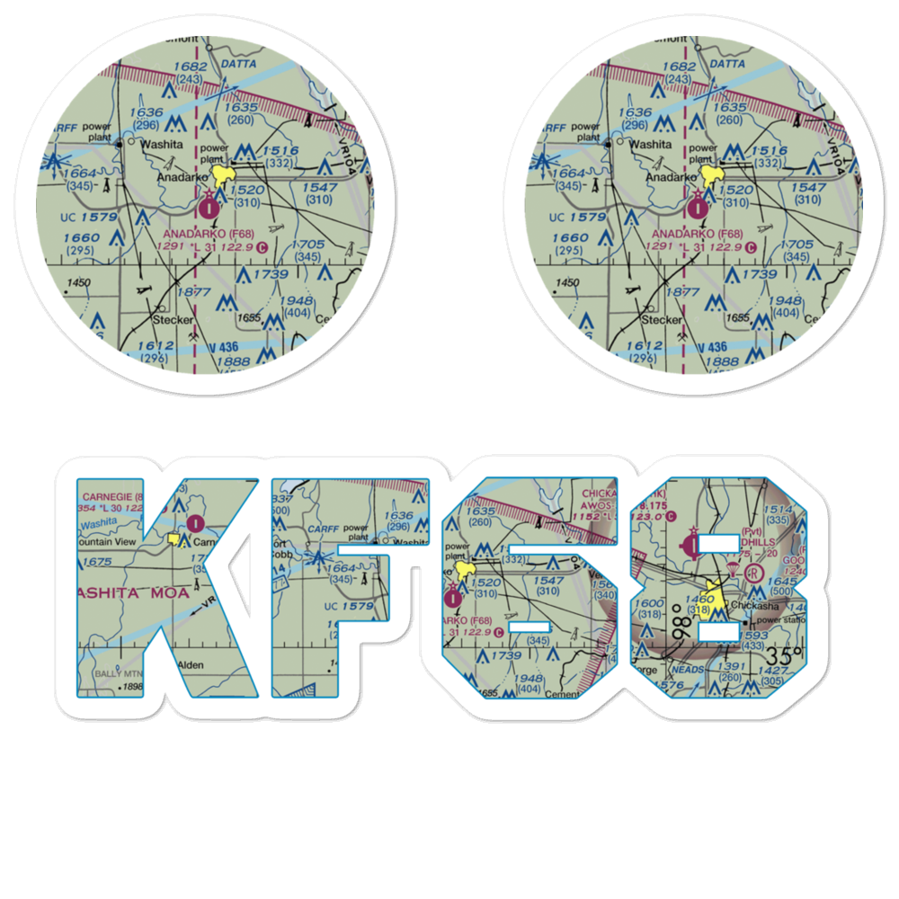 Anadarko Municipal Airport (F68) VFR Sectional Sticker Pack 