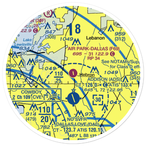 Air Park Dallas Airport (F69) VFR Sectional Sticker (20 mile)