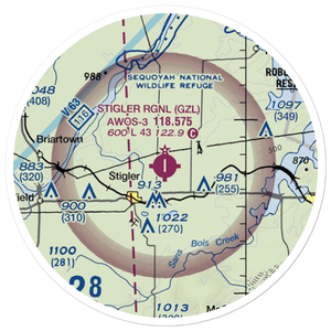 Stigler Regional Airport (GZL) VFR Sectional Sticker (20 mile)