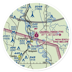 Caldwell Parish Airport (F86) VFR Sectional Sticker (20 mile)