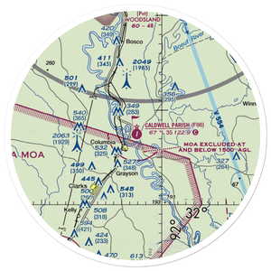 Caldwell Parish Airport (F86) VFR Sectional Sticker (30 mile)