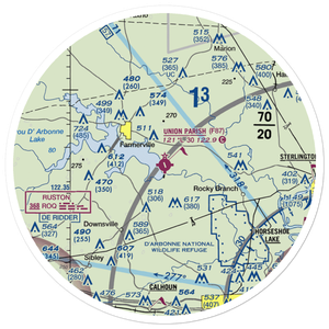 Union Parish Airport (F87) VFR Sectional Sticker (30 mile)