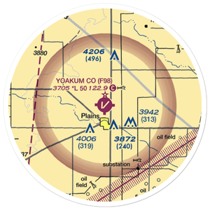 Yoakum County Airport (F98) VFR Sectional Sticker (20 mile)