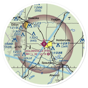 Holdenville Municipal Airport (F99) VFR Sectional Sticker (20 mile)