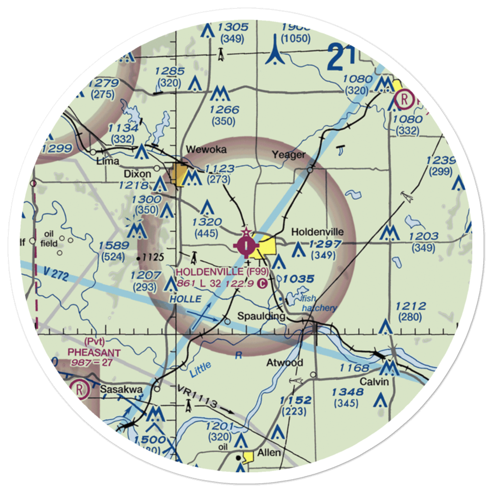 Holdenville Municipal Airport (F99) VFR Sectional Sticker (30 mile) 