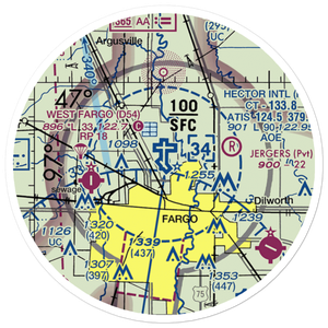 Hector International Airport (FAR) VFR Sectional Sticker (20 mile)