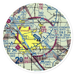 Fresno Yosemite International Airport (FAT) VFR Sectional Sticker (20 mile)