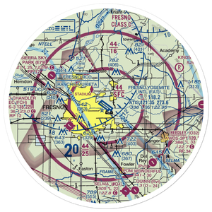 Fresno Yosemite International Airport (FAT) VFR Sectional Sticker (30 mile)