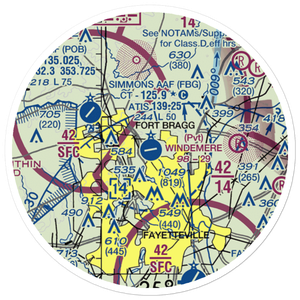 Simmons Army Air Field (FBG) VFR Sectional Sticker (20 mile)
