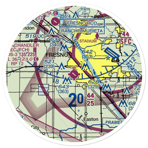 Fresno Chandler Executive Airport (FCH) VFR Sectional Sticker (20 mile)