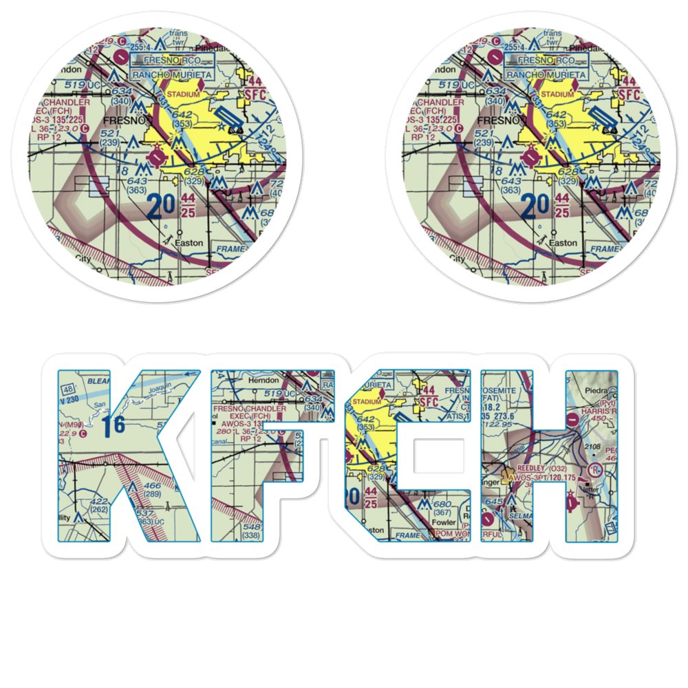 Fresno Chandler Executive Airport (FCH) VFR Sectional Sticker Pack 