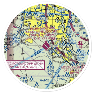 Chesterfield County Airport (FCI) VFR Sectional Sticker (20 mile)