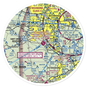 Chesterfield County Airport (FCI) VFR Sectional Sticker (30 mile)