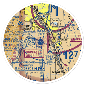 Butts AAF (Fort Carson) Air Field (FCS) VFR Sectional Sticker (20 mile)